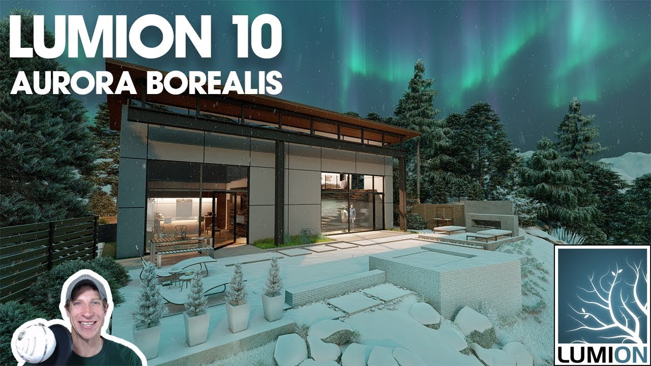 Winter Scene With The Aurora Borealis In LUMION 10 New Feature